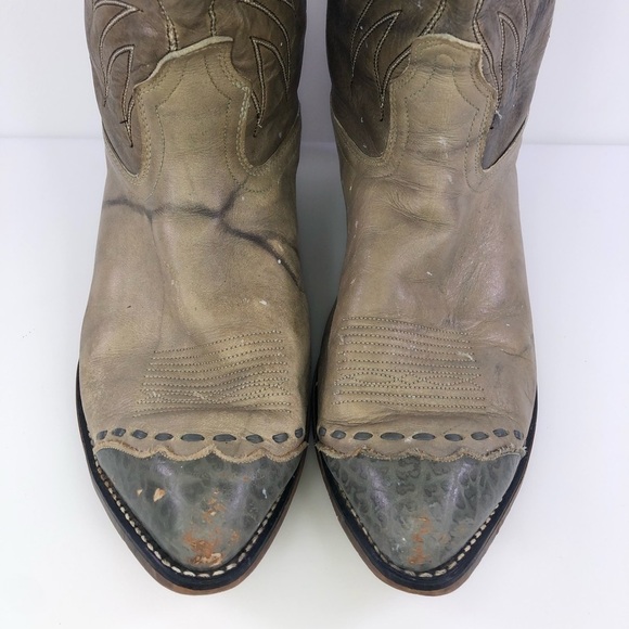 Acme Two Tone Gray Leather Cowboy Western Boots Size 10EW main image 6